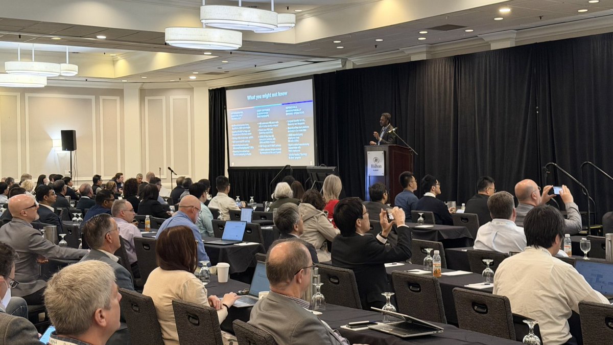 SEMIAmericas's tweet photo. Day 2 of #SEMI_ASMC is in full swing! We kicked off the morning with our keynote, sponsored by Arcadis, from Sujieth Vaasan of GlobalFoundries on "The Use of AI in High Vol Manufacturing: From Concept to Application," followed by presentations from Michelle William-Vaden of SEMI on "Developing Sustainable Talent Pipelines through Partnerships" and Rebecca Routson from the CHIPS R&D Office on "Measuring the Future: The CHIPS Metrology Program Updates." We are looking forward to diving into more technical sessions and connecting with attendees throughout the rest of the day! https://t.co/ugWTeD6O0Y