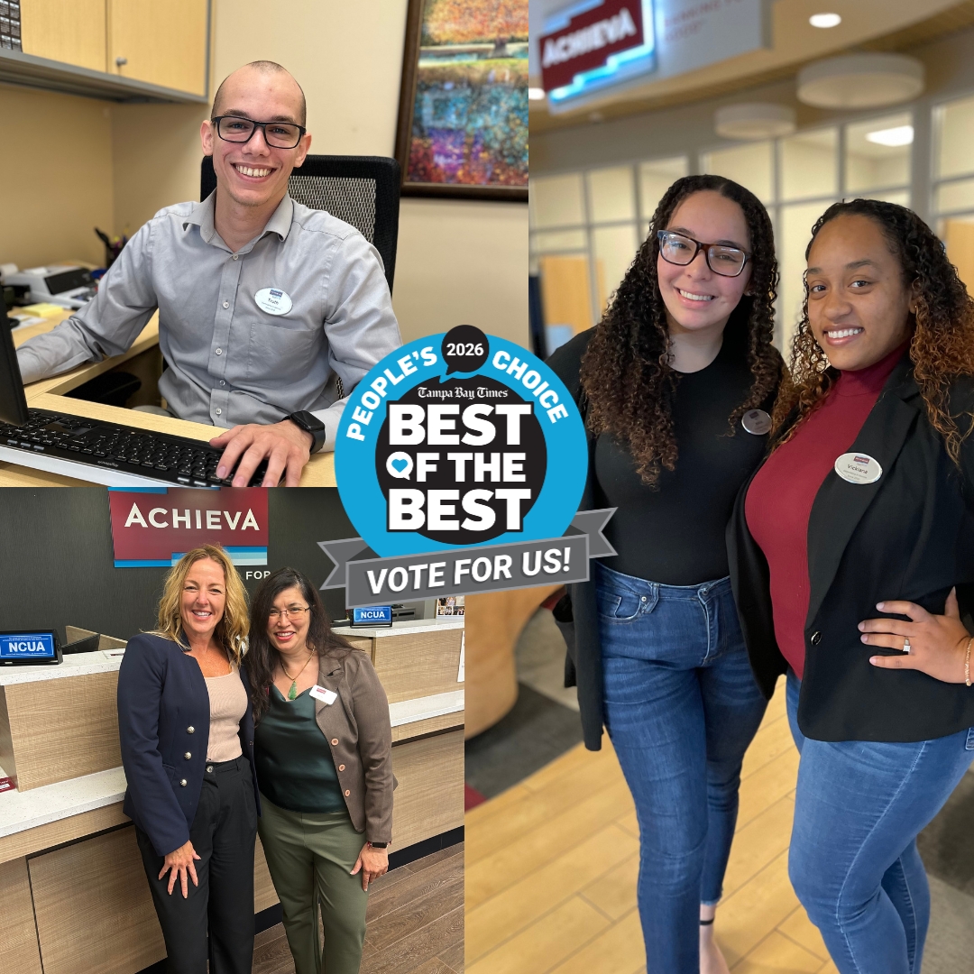 AchievaCU's tweet photo. Exciting news! Achieva Credit Union is nominated for 2026 Best of the Best 🏆 

Vote now: https://t.co/dvz7Qyc2Hk 

#TampaBayBestOfTheBest #BankingForGOOD #VoteLocal #Achievacu #Lovemore #Servemore #DoGOOD https://t.co/9wKBifs9Le