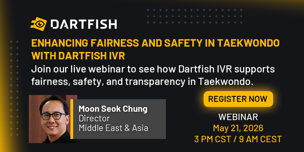 dartfish's tweet photo. Join us for a live webinar to see how Dartfish IVR supports fairness, safety, and transparency in Taekwondo — during and after every match.

In a live demonstration, Moon-Seok Chung (Director Asia & Middle East at Dartfish) will walk you through how IVR technology helps officials capture, review, and analyze match actions in real time — enabling accurate decisions on the mat and creating valuable clips for post-event education.

In this session, you will learn: 

✅ The benefits of using Dartfish IVR to promote fair and safe Taekwondo competition 
✅ The standard IVR setup used at local, national, and international events 
✅ The review workflow — how officials challenge and resolve actions in under 30 seconds 
✅ How IVR clips can be repurposed for referee education and ongoing development

Whether you manage a national federation or organize competitions, this session will show you exactly how IVR can strengthen officiating, protect athlete safety, and elevate the integrity of your events.

👉 Spots are limited. Register now here: https://t.co/tYrxS3Z2KY

We look forward to seeing you there!