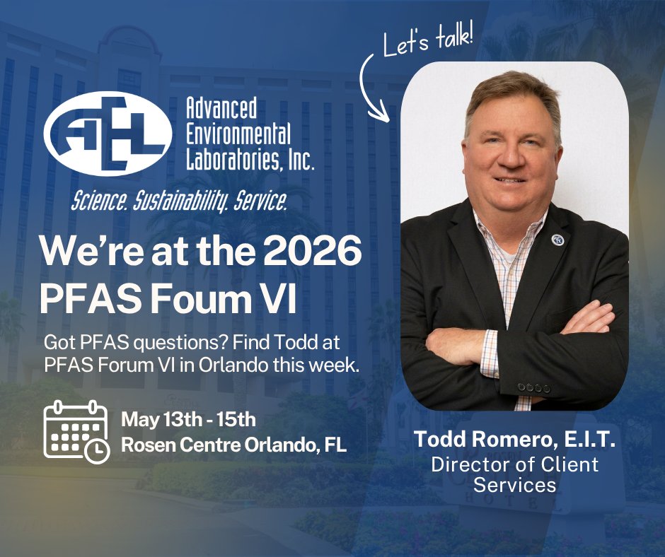 AELLaboratories's tweet photo. Day 1 of the #PFASForum VI, Orlando!  Todd Romero is at the Rosen Centre through Friday for one-on-one PFAS conversations: sampling strategy, EPA 537.1/533/1633, finalized MCLs. DM us or find him on the floor. #PFAS https://t.co/fc8myRq82X