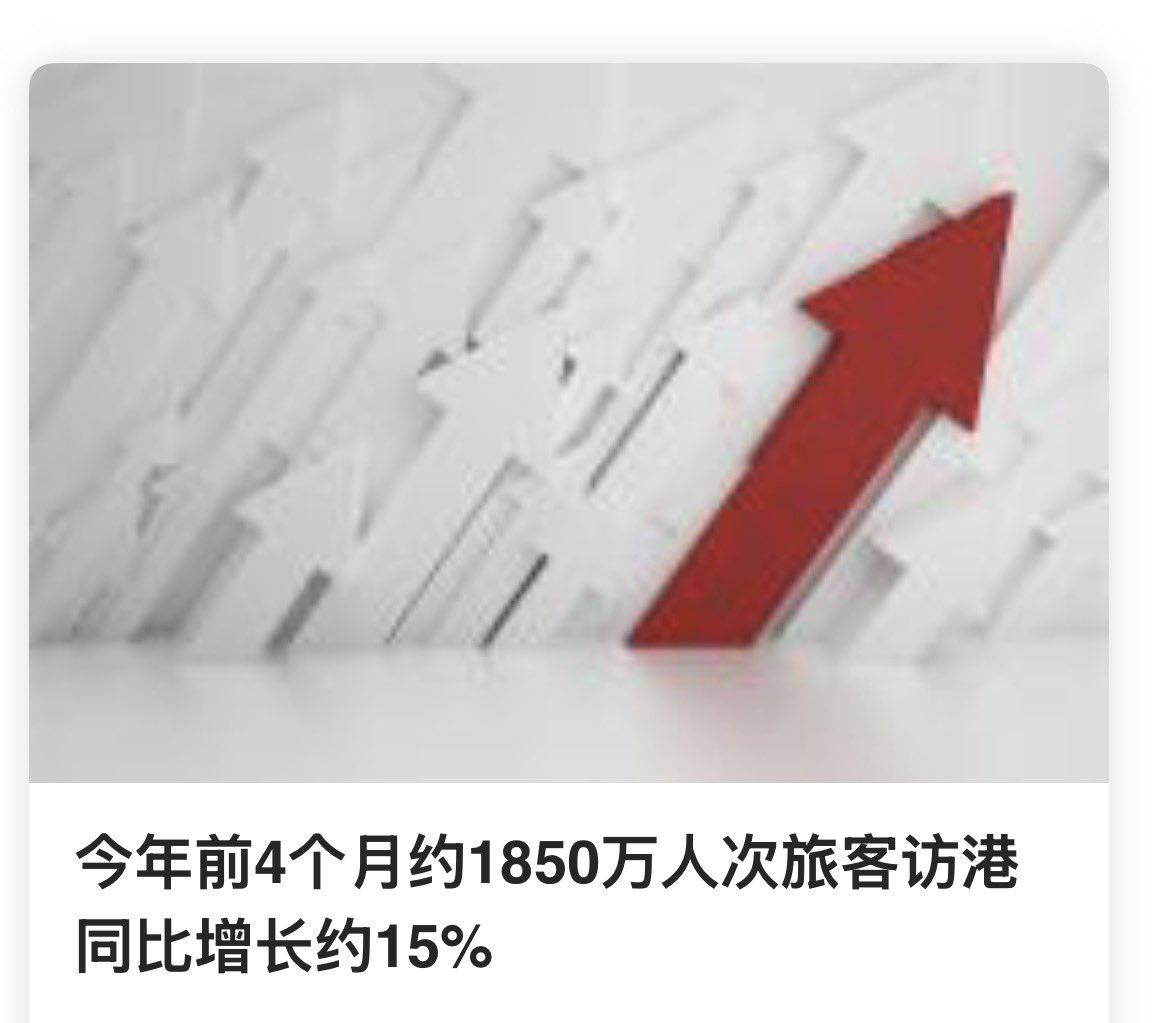 xiaomaogood's tweet photo. 香港特区政府署理文化体育及旅游局(简称“文体旅局”)局长刘震13日在特区立法会回应议员质询时表示，今年香港旅游业势头强劲，前4个月录得约1850万人次旅客访港，同比增长约15%。 https://t.co/Tc06lHrbE4