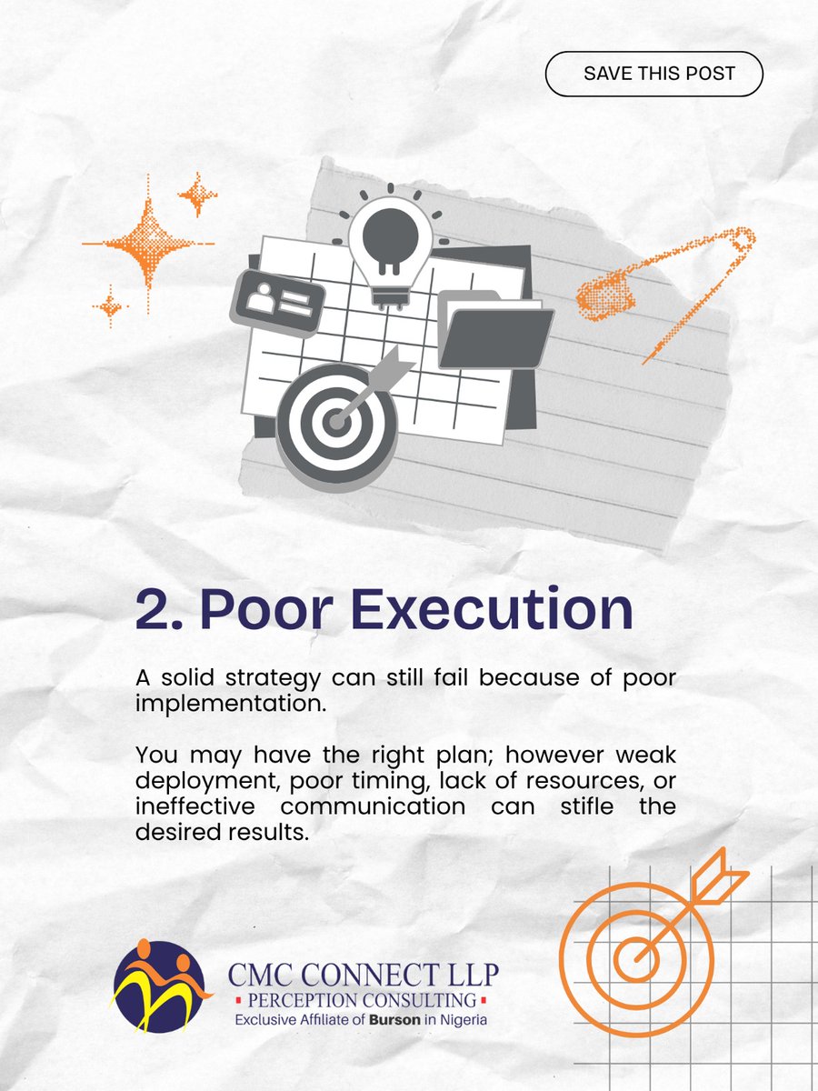 cmcconnect's tweet photo. The difference between a strategy that delivers measurable impact &amp; one that falls flat often comes down to a few overlooked fundamentals. 

Swipe through to uncover the 3 reasons strategy fails. 

#strategy #businessstrategy #prstrategy #businessgrowth #publicrelations https://t.co/0NrkXLXALm