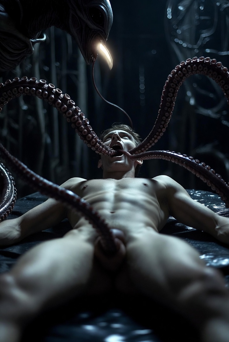 NoEscapeMen's tweet photo. Completely pinned and filled throat stretched wide while the tentacles claim his cock and body. Total alien takeover. 👽💦
#GayXenomorph #TentacleMonster #MonsterFucking #GayTentacles #TentaclePlay #AlienBreeding #DeepThroat #DarkErotica #GayEroticHorror #NSFWArt #AlienDomination https://t.co/PJVYgsDmDd