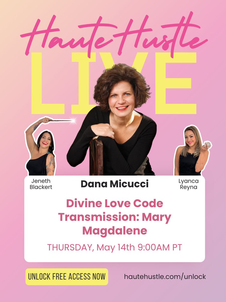 danamicucci's tweet photo. A reminder to join me LIVE TOMORROW for an inspiring conversation on Haute Hustle’s The Morning Mystic’s Talk Show, Thursday, May 14, at 12 pm Eastern Time (9 am PDT, 10 am MDT, 11 am CDT).  
I will share more about the wisdom of Mary Magdalene (in this Marian month of May) and what she has to teach us in our time of great change and renewal.  
The Haute Hustle Morning Mystic’s Talk Show kickstarts your day with a blend of science and spirituality, exploring a range of topics designed to expand your consciousness and reignite your inner spark.  

Register Here to listen (free of charge): https://t.co/RklaiAj9cB

@heyjeneth
@lyancam
@hautehustle