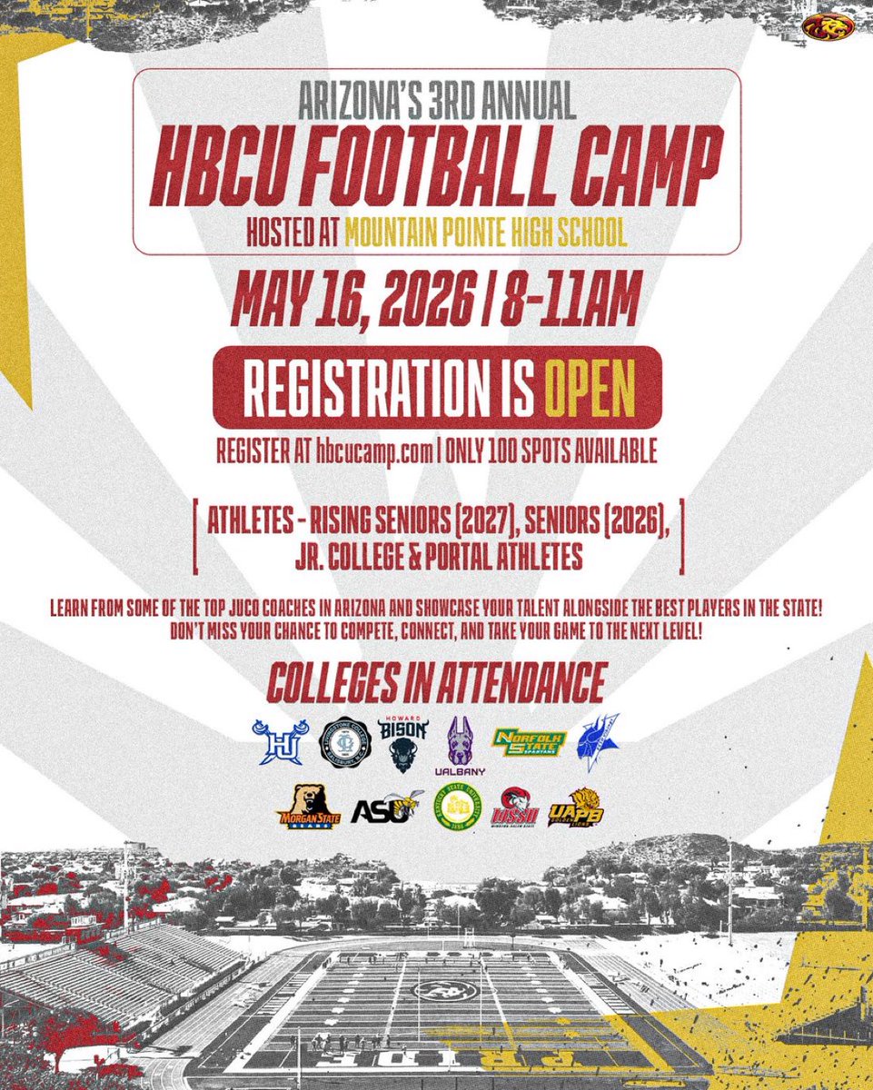 DominickBarjona's tweet photo. Excited to be at the Arizona HBCU camp this Saturday. Grateful for the opportunity to meet the coaches and showcase my work. https://t.co/Hj0ns78MHh