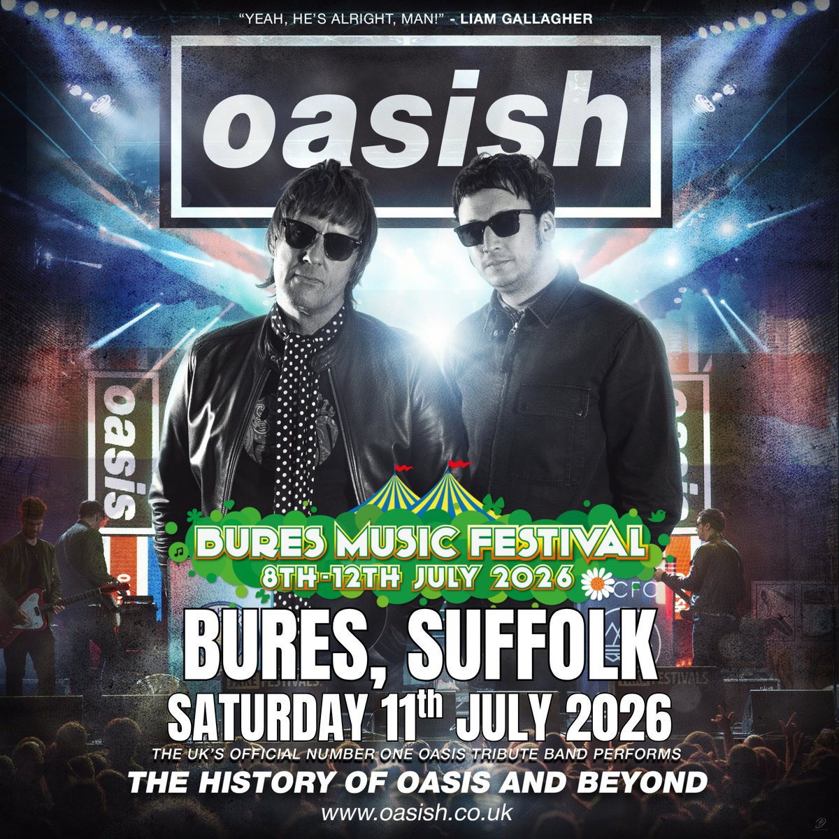 BuresMusicFest's tweet photo. Big big news! Oasish are set to headline Saturday 11th July with a full‑throttle celebration of Oasis.
Do not miss BMF Britpop Saturday with Blurd and Oasish 📷
Get your tickets now at: https://t.co/wDLBzGy0sy https://t.co/AGdZmh1Gaj