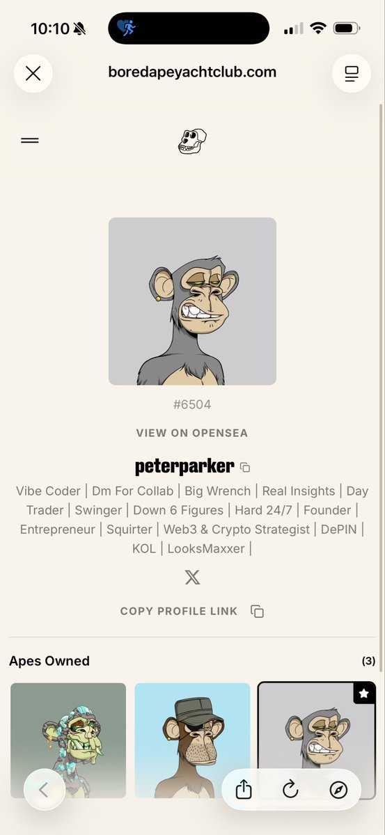 PeterParkerNFT's tweet photo. https://t.co/AP0o7z3SjL

Only following verified apes from now on.

PUT THAT SHIT IN YOUR BIO ASAP 🤝 https://t.co/qhUmef6yuB