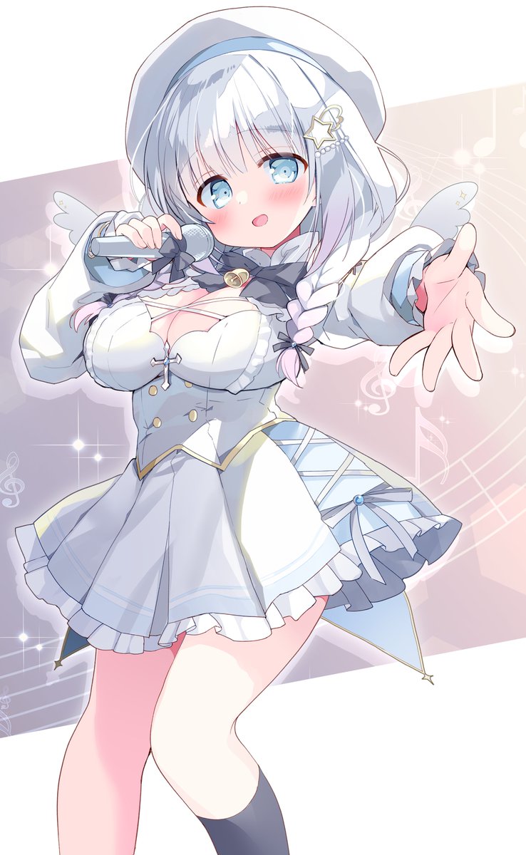 k3_second's tweet photo. skebで永山ゆうのん先生（@yama913）に新衣装で歌うねむちゃんを描いていただきました！
天使で歌姫なねむちゃん！とってもかわいいね！
#nemumuart
#白羽ねむ https://t.co/FQzCCt1Vv1