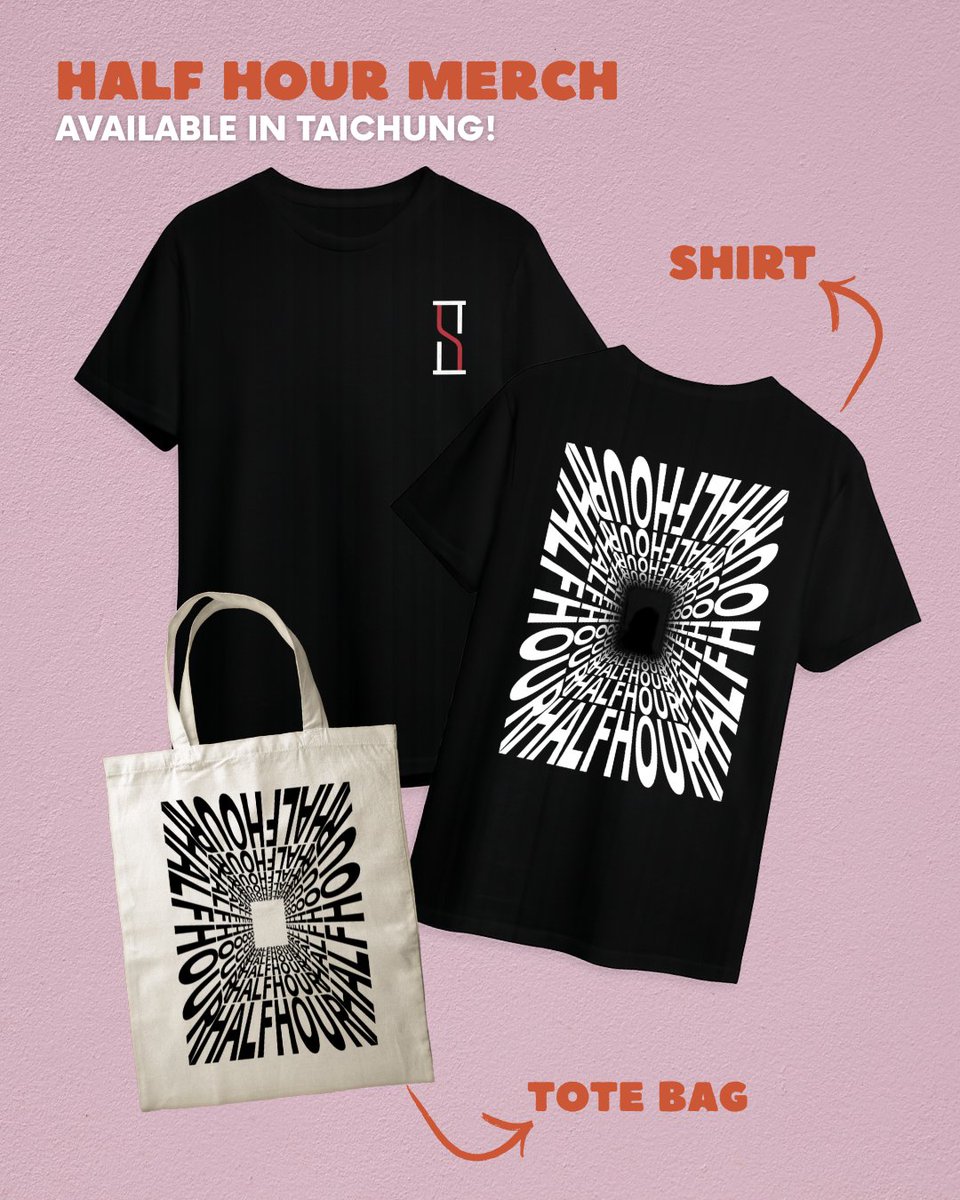 HalfHourPH's tweet photo. Taichung, we didn’t come empty-handed 👀🖤

Half Hour merch will be available at the show tomorrow!
Grab a shirt or tote bag before they’re gone ⚡

See you at The Pillars 🇹🇼

#HalfHour https://t.co/O0eC6X8RRI