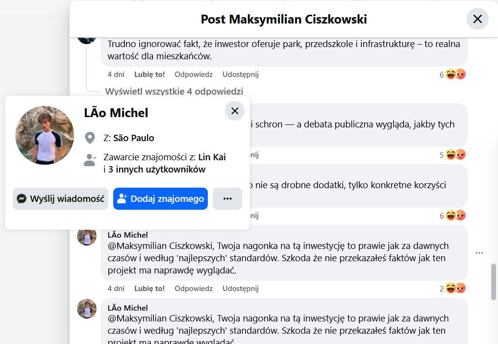MichaWojtcz's tweet photo. Opór przeciwko zburzeniu Galerii Bemowo i zastąpienia jej osiedlem zirytował Lao Michela z Sao Paulo, Jamesa R. McMahona z Michigan i Neila Busha z Lyonu. Takie szturmy botów w sprawach dotyczących inwestycji mieszkaniowych zdarzają się coraz częściej.
https://t.co/lEXgCNEHoO https://t.co/06pEltE17F
