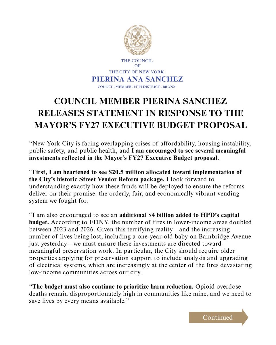 Council Member Pierina Sanchez tweet media