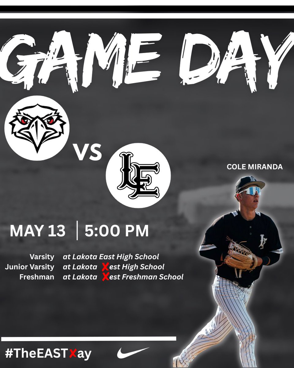 LEHawksBaseball's tweet photo. GAMEDAY!

🆚 Lakota ❌est
⏰ 5:00 PM
📍 Lakota East High School
📈GC: East Varsity Thunderha❌ks

#theEAST❌ay https://t.co/X60SW3TPt9