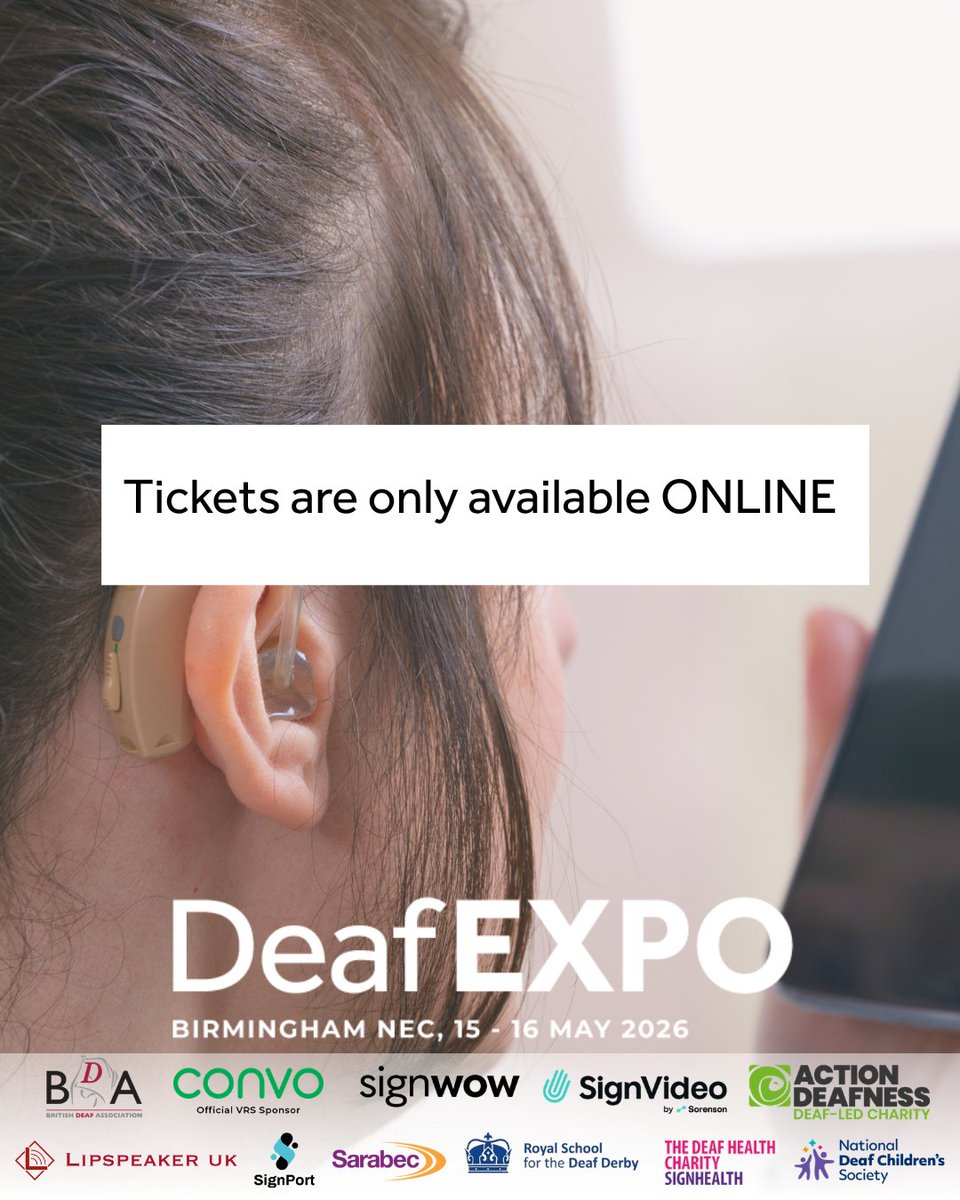 deafexpouk's tweet photo. Please note that to attend DeafEXPO at the Birmingham NEC, you will need to buy your tickets ONLINE

We have ONLY A LIMITED AMOUNT OF TICKETS left. Hurry...Book now to avoid disappointment

🎟️ https://t.co/Q1K4Dz1LSx 🎟️

#DeafEXPO #Deafblind #DeafCommunity #DeafServices #DeafUK https://t.co/PHVX5EZ1LF