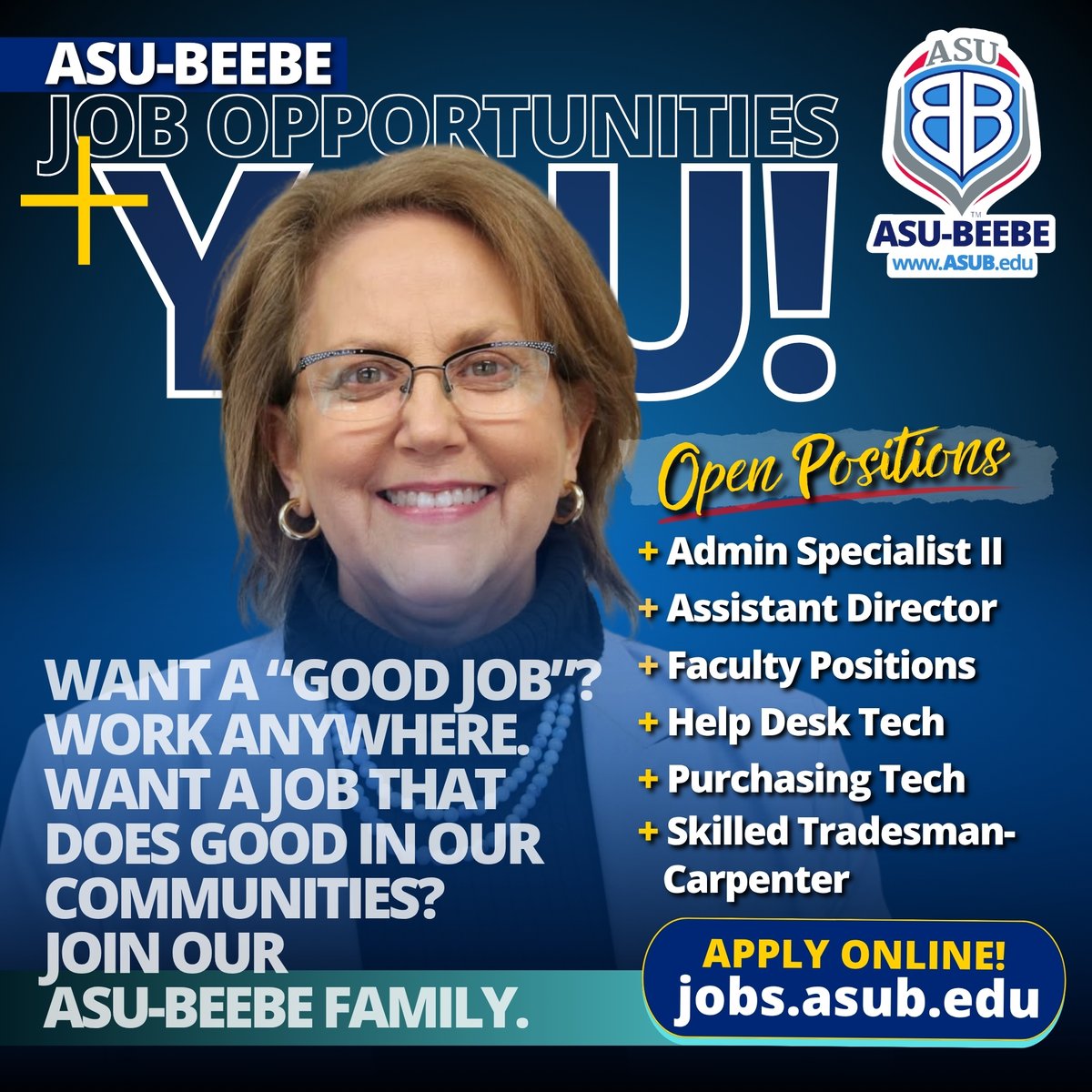 ASUBeebe's tweet photo. 🔗 For details on each role, visit https://t.co/CILay23qzM

#asubeebe #employment #job #work https://t.co/MIc5CkxTvN