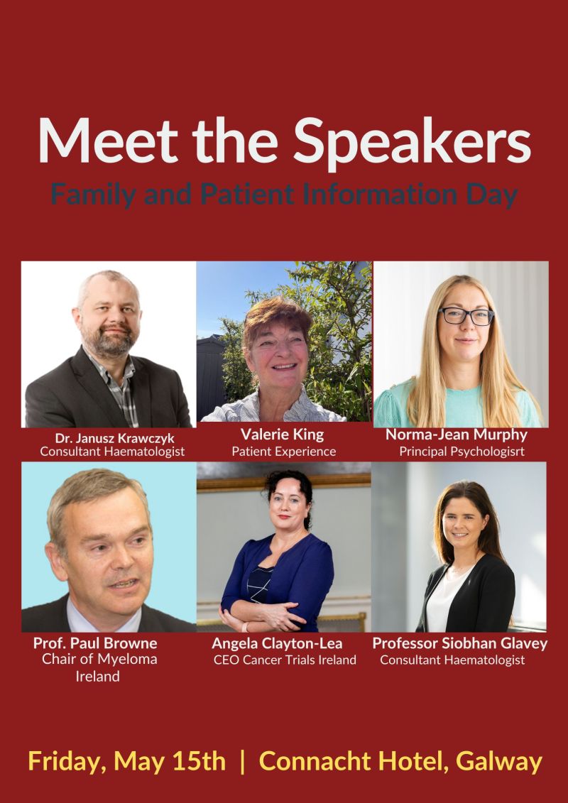 irishmyelomasoc's tweet photo. Speaking at this years #MultipleMyelomaIreland Family &amp; Patient Information Day on May 15th, are IMMS Executive Committee members Prof. Paul Browne, Prof. Siobhan Glavey and Dr. Janusz Krawczyk.
Register here: https://t.co/obsm1dqM6L

#Healthcare #IrishMultipleMyelomaSociety https://t.co/tzqXsG7UlI