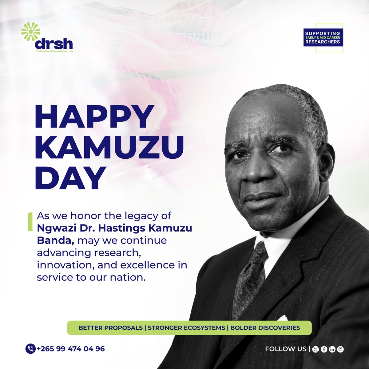 Drsupport_hub's tweet photo. 𝐇𝐚𝐩𝐩𝐲 𝐊𝐚𝐦𝐮𝐳𝐮 𝐃𝐚𝐲!

#MLW #KUHeS #MUBAS #UNIMA
#MUST #LUANAR #MSG #MZUNI
#DRSH #ResearchCapacity
#ResearchExcellence #CapacityBuilding
#ResearchSupport #ResearchForImpact https://t.co/KkRo0AIx8X
