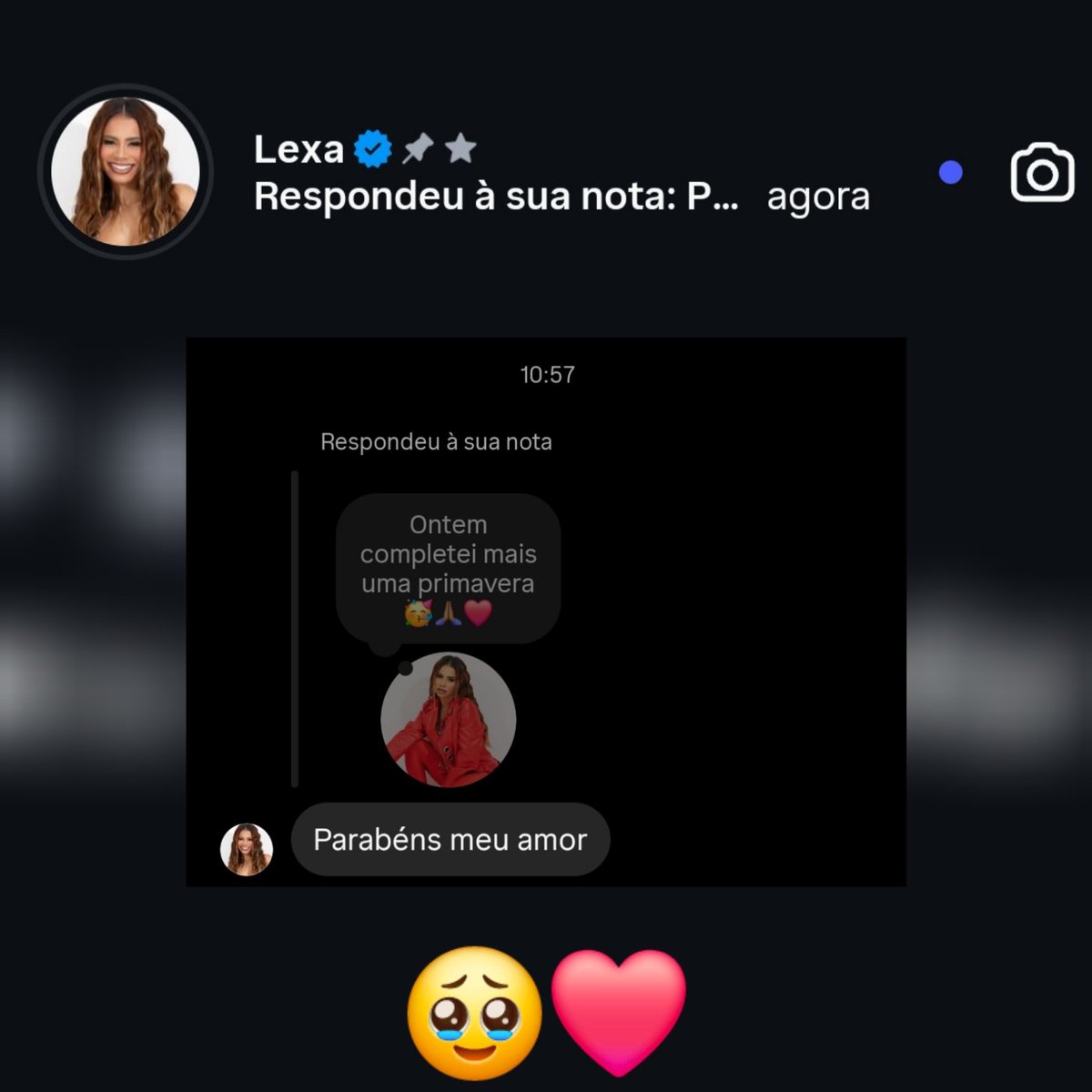 lexadisney's tweet photo. A Lexa me deu parabéns 🥹❤️, tô feliz demaissss 🥹🫶🏽 https://t.co/pFS2YkIsyz