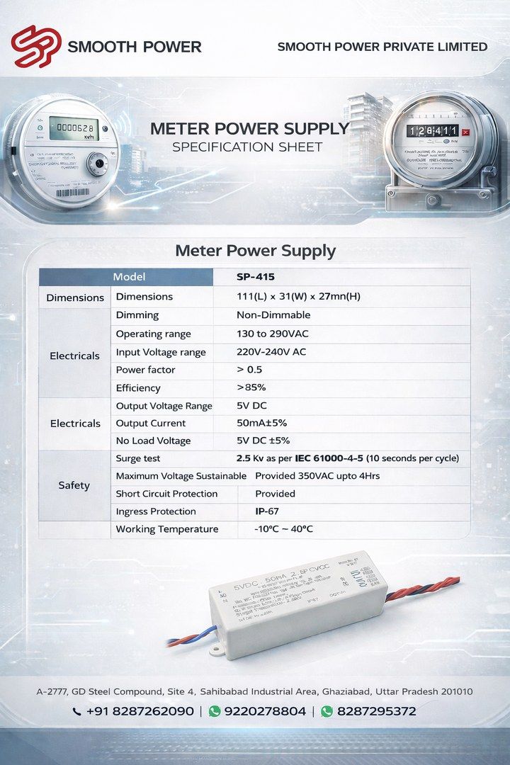 smooth__power's tweet photo. Your meter's power supply shouldn't need babysitting through voltage swings. The SP-415 handles 130–290VAC like it's nothing—surge-proof, efficient, built to last. 💪 #LEDDriver #SmoothPower #MadeInIndia

📞 Call us: 8287262090 | 9220278804 https://t.co/hwWeFaVmyf