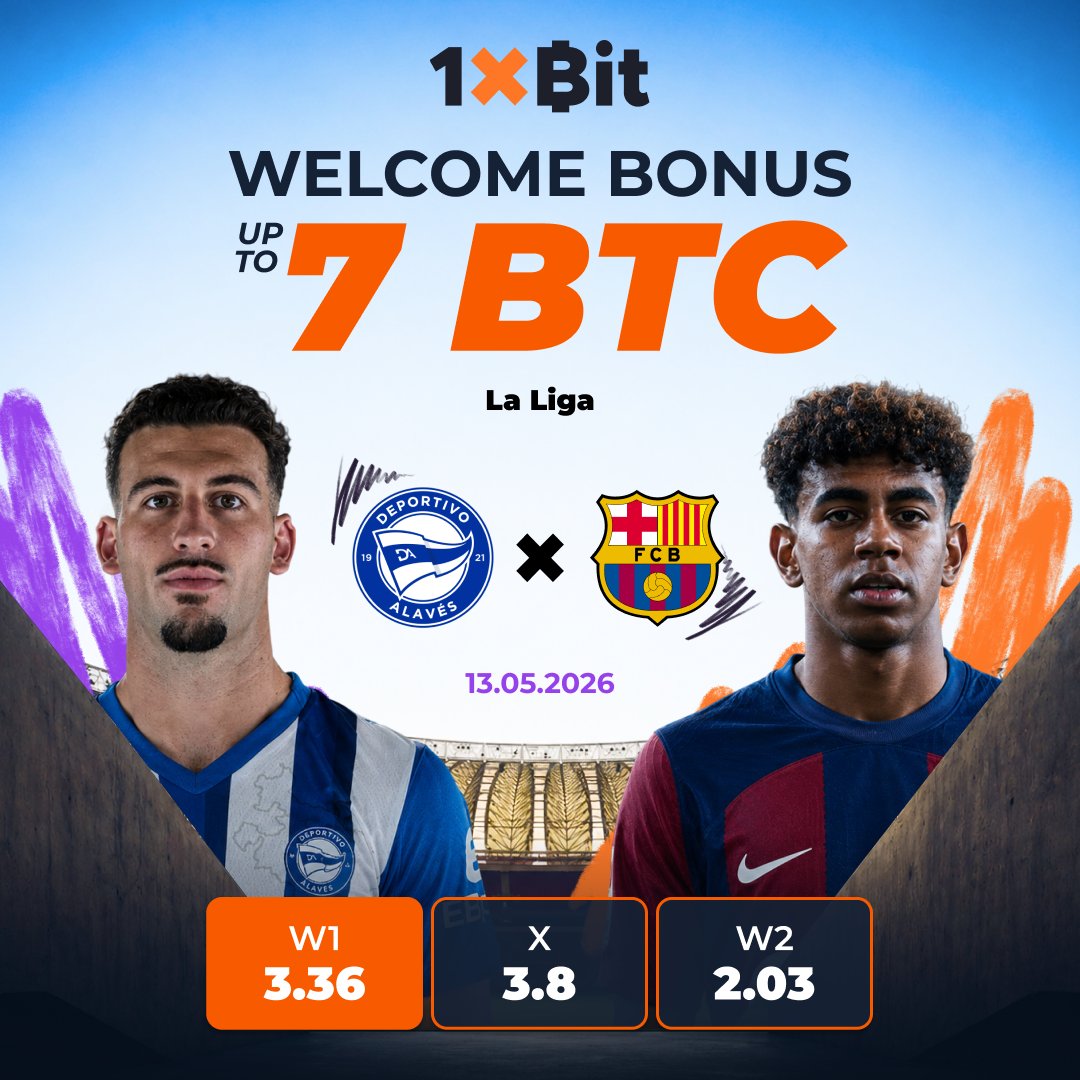 1x_bit's tweet photo. 🏆 Champions! Barça have already bagged their 29th title – today they get a guard of honour from Alavés. The visitors are chasing 100 points, the hosts are fighting relegation (19th place).

No KYC | 50+  markets 👇
 https://t.co/KZgi51Lhh5📷
📊 Prediction: 0:2 or 1:3. Ferran Torres is in form.

🔵🔴 #LaLiga #AlavésBarça