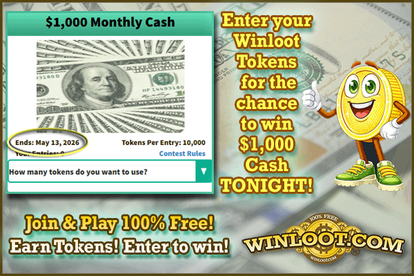 Winloot's tweet photo. Don't miss your chance to win a cool grand TONIGHT!🏆💸
$1,000 Monthly Cash ends at Midnight Eastern!🕛

✔️Play Winloot: https://t.co/ZotgbT4ME2
✔️Earn Tokens!
✔️Enter to #win prizes!
💯100% FREE!🆓 https://t.co/C6GAP9DoRW
