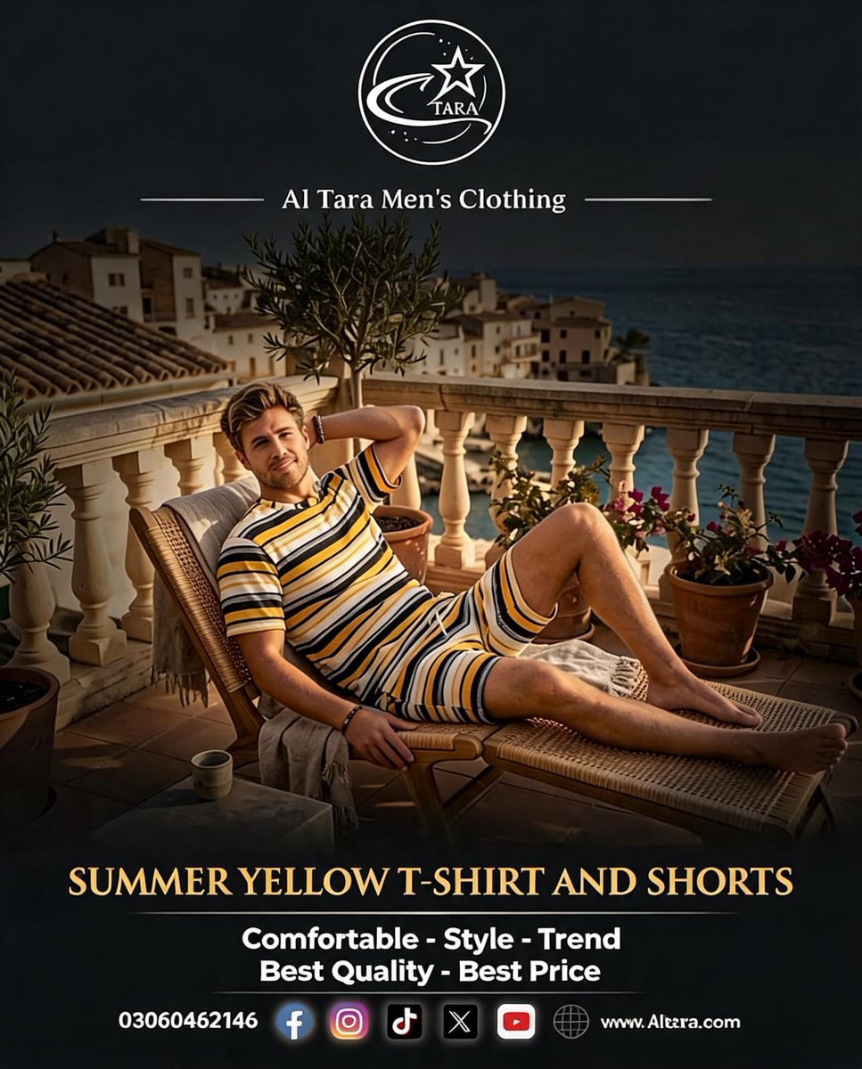 AlTara185147's tweet photo. ☀️ Summer ka perfect style ab hua aur bhi classy 😎
Yellow stripes, premium comfort aur trendy look — har outing ke liye best choice ✨
🛍️ Upgrade your summer wardrobe with Al Tara Men’s Clothing.
📞 Order Now: 03060462146
#AlTara #MensClothing #SummerCollection #SummerStyle https://t.co/ZDM6MzYldQ