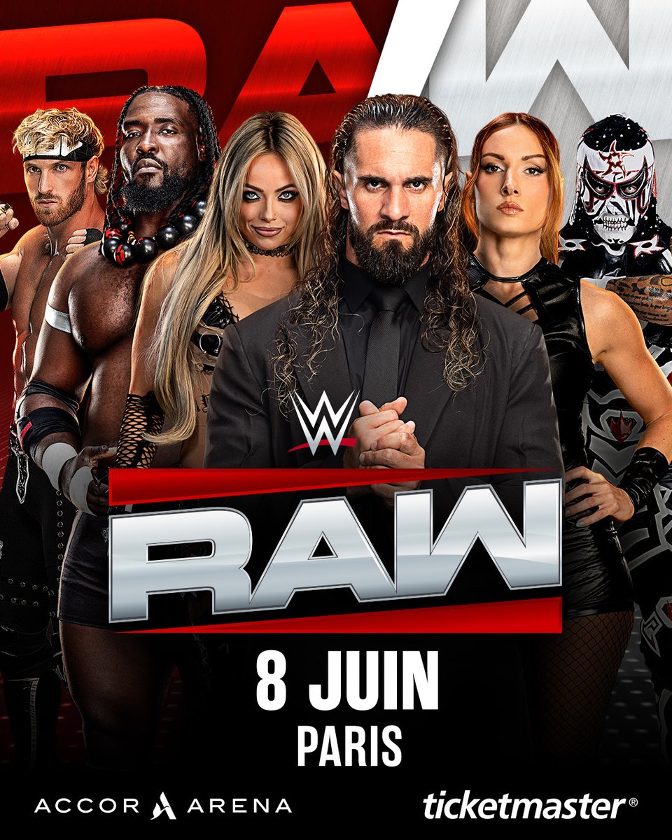 WWEFrance's tweet photo. #WWERaw s'empare de Paris dans 26 JOURS!   

Lundi 8 Juin 2026 -  @Accor_Arena

🎟️ https://t.co/QMMIfK9ak0 https://t.co/SvZKVQ06P0