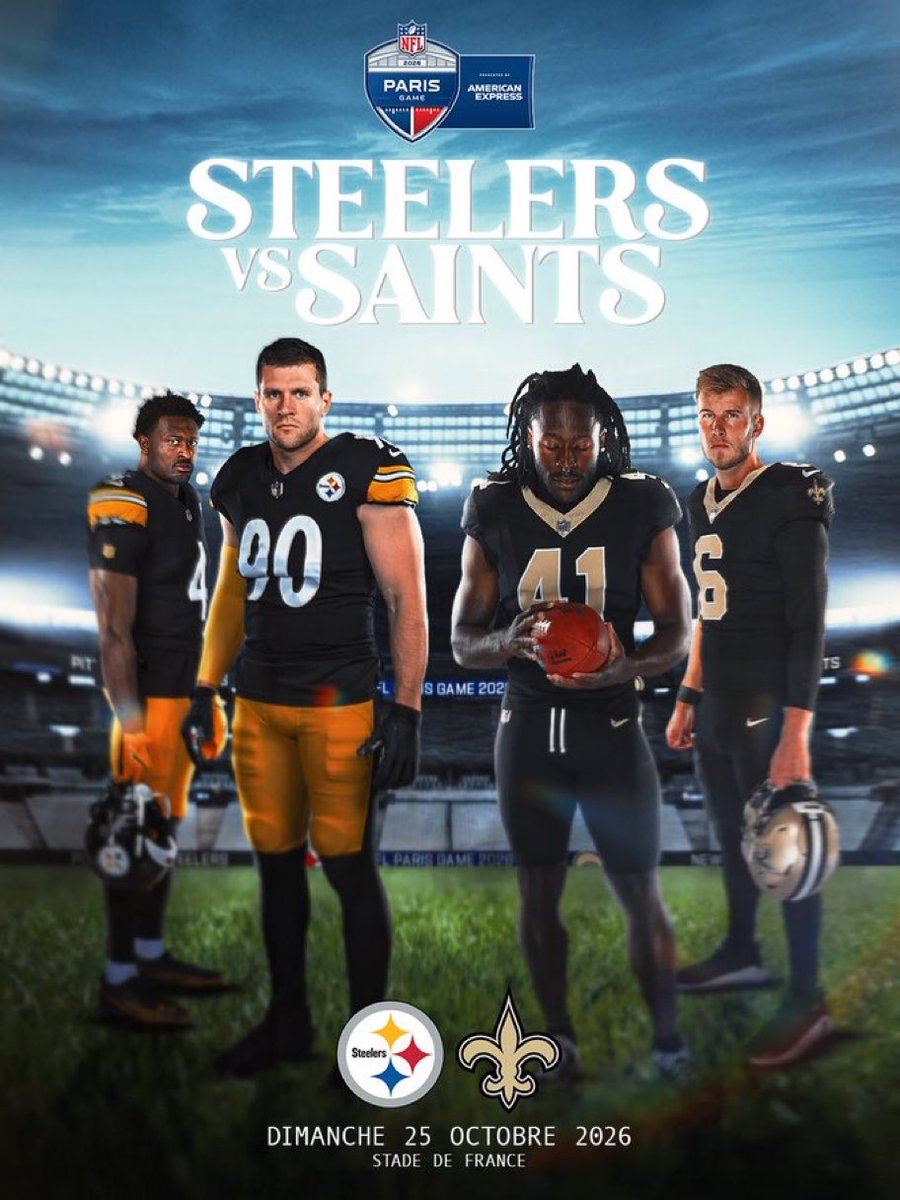 LioButon's tweet photo. Oh que c’est chaud, que c’est beau, que c’est bon tout ça !!! 😁🏈🇫🇷
STEELERS - SAINTS 
au stade de France le 25/10/2026 
#NFLextra @NFLFrance https://t.co/cU5Q6MwrPE