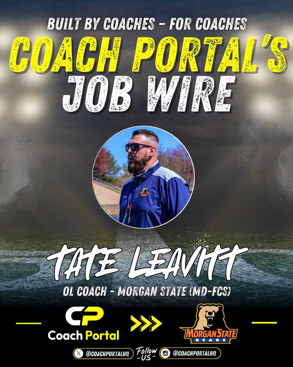 🟢 COACH PORTAL JOB WIRE – CONGRATS 🏈 📈 Congratulations to Coach Tate ...