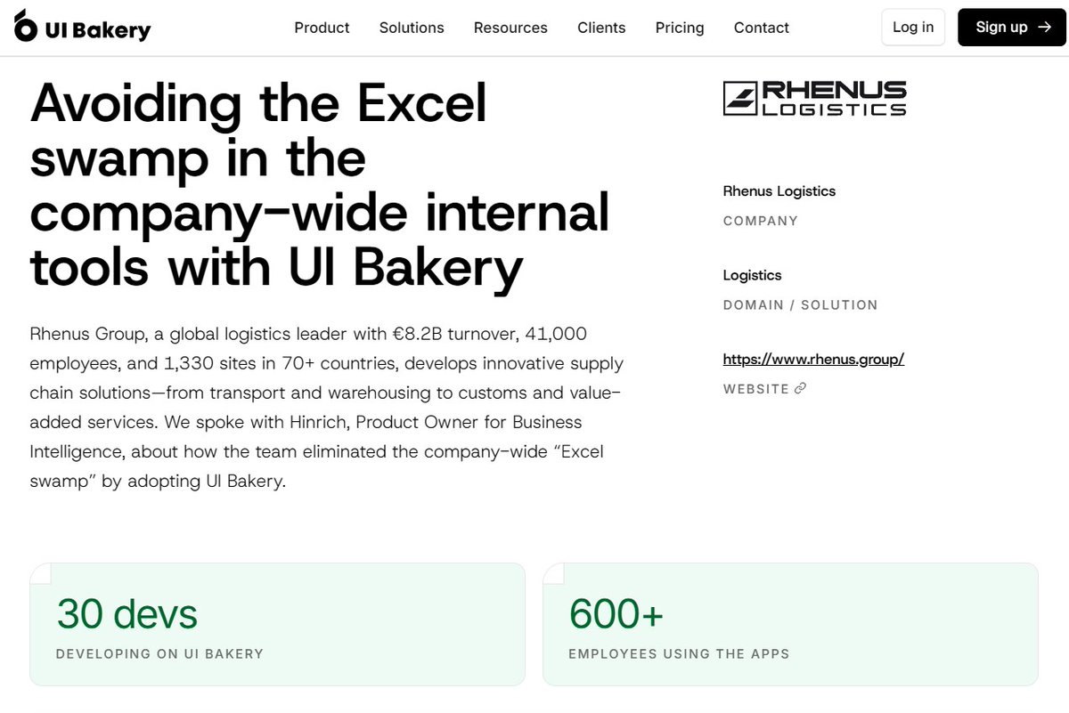 uibakery's tweet photo. Rhenus Logistics turned an Excel swamp into internal apps with UI Bakery. 

After 3 weeks of validation, ~30 developers now build apps used by 600+ employees, so business units can create tools without waiting on the central dev team.

Read the full story 👇 https://t.co/ONvpSRmVlx
