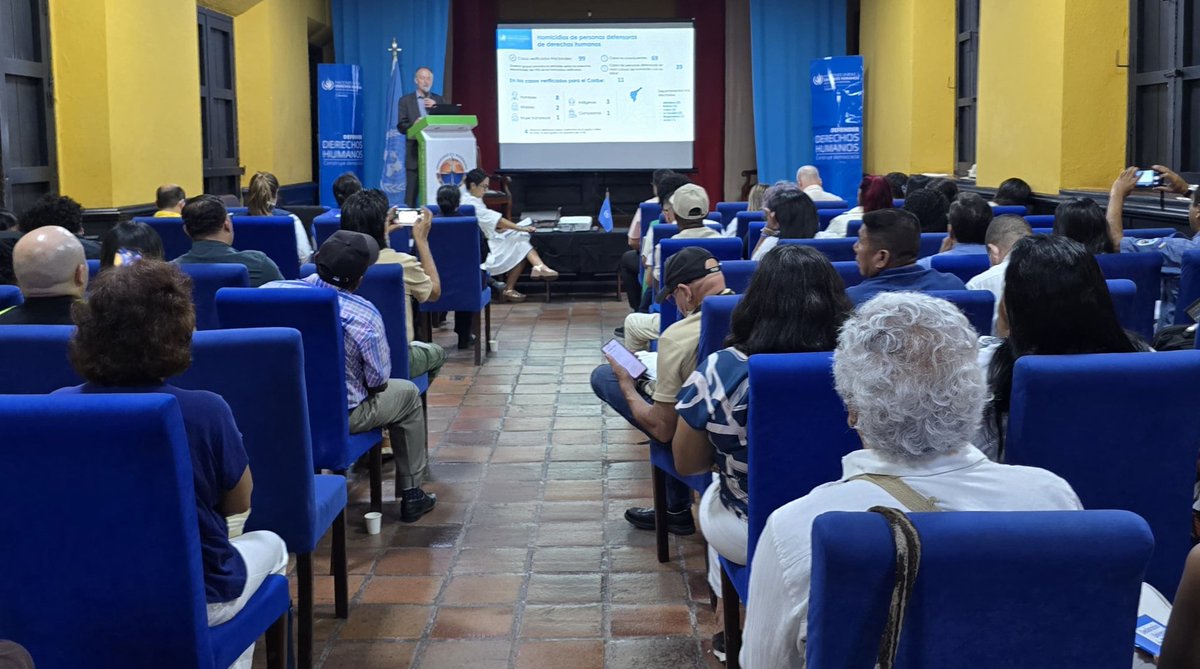 ONUHumanRights's tweet photo. #AEstaHora Scott Campbell presenta #InformeAnual con énfasis en #Caribe en #SantaMarta junto a autoridades, personas defensoras, representantes de Pueblos Indígenas, y comunidades afrodescendientes y campesinas. Acompañan @CanadaColombia y @UEenColombia  #Córdoba #Sucre #Bolívar #Atlántico #Magdalena #Cesar #LaGuajira