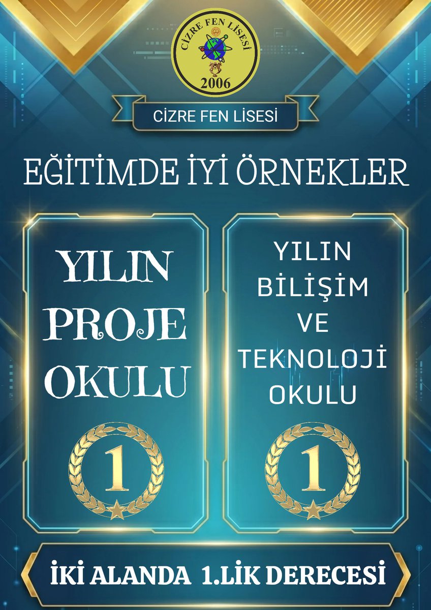 CizreFenLisesi's tweet photo. CİZRE FEN LİSESİ'NDEN "EĞİTİMDE İYİ ÖRNEKLER"DE İKİ BİRİNCİLİK
Cizre Fen Lisesi, "Eğitimde İyi Örnekler" değerlendirmesinde iki farklı kategoride birinci olarak önemli bir başarı elde etti.
Öğrencilerini araştırmaya ve proje geliştirmeye teşvik eden okulumuz, yürüttüğü ++ https://t.co/fhDO0a1yvI