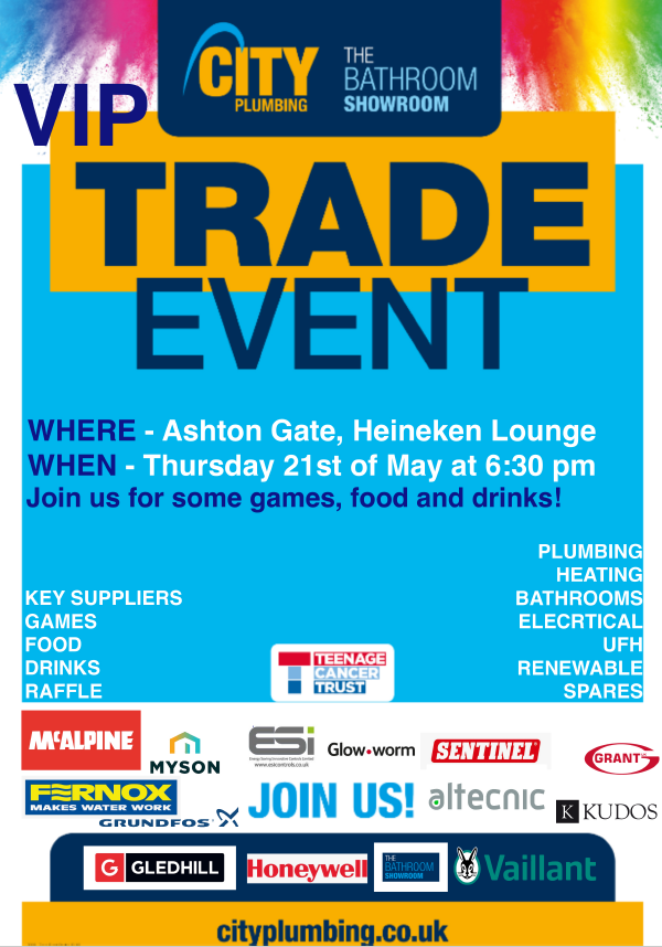 APHC_UK's tweet photo. Come and join APHC at the @CityPlumbingUK VIP Trade Event on Thursday 21st May - they'll be food, drinks, games and a raffle whilst you catch up with key industry suppliers! https://t.co/q7QQJOw6jv