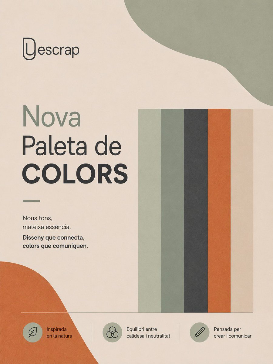 DESPATX_Mkt's tweet photo. Nova Paleta de Colors per @Descrap_ .

Gràcies per confiar en nosaltres😊. 

#MarketingDigital #Branding https://t.co/SlGKepG5uD
