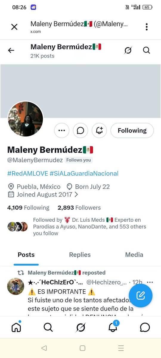 r_beatle's tweet photo. Compañero que apoya a la presidenta, checa a ésta infiltrada, sigue a muchos de nosotros pero es bot del PRIAN.
Ya le di block
#ProAmlo
#PresidentaNoEstasSola https://t.co/5PH8T387lO