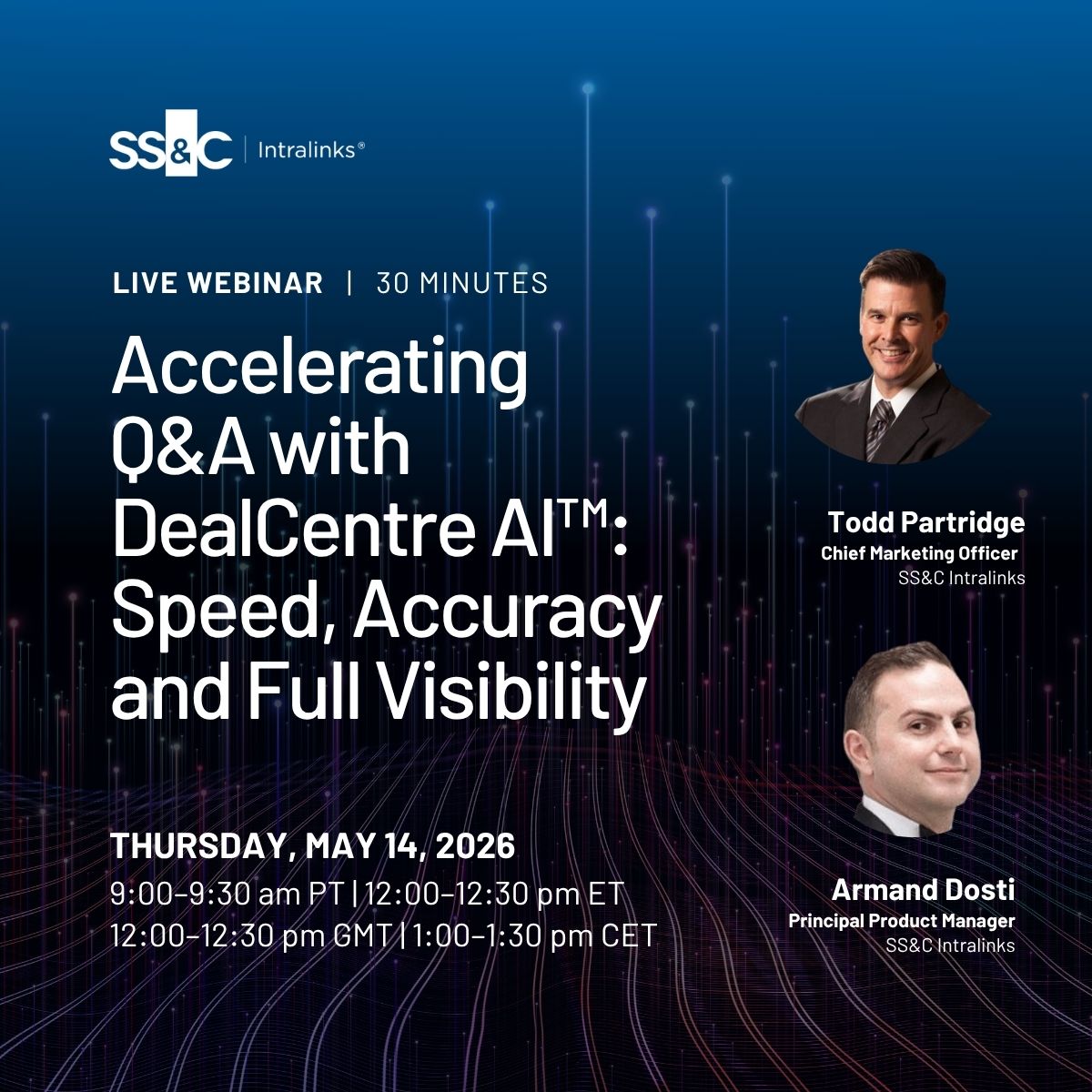 Intralinks's tweet photo. Q&amp;A shouldn’t be the bottleneck slowing your deal down.
See how DealCentre AI™ streamlines deal Q&amp;A with AI-suggested answers, instant SME routing &amp; full workflow visibility — reducing duplication and manual rework along the way.
Register now: https://t.co/te4C3qoGvm https://t.co/iGdKWLqOLp
