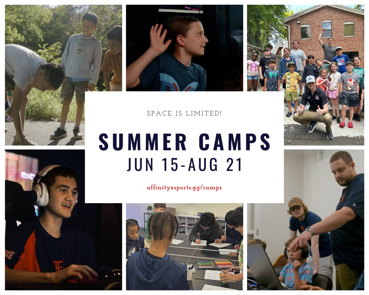 AffinityEsprtGG's tweet photo. ☀️ Summer Camps are filling up at Affinity Esports!

Join us this summer in Newtown, Milford, or Wilton for Minecraft, Fortnite, Valorant, Rocket League, Marvel Rivals, live streaming, video editing, game creation, and more.

Register today: https://t.co/HAweTEKSEs

#connecticut https://t.co/w0babZLTSx