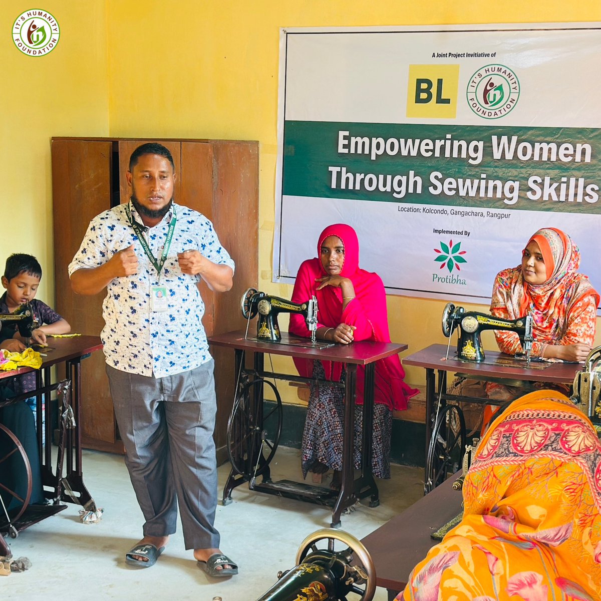 IHfoundationbd's tweet photo. It’s Humanity Foundation and BacharLorai Global, implemented by Protibha, have launched a sewing training program in the remote char area of Kolcondo in northern Bangladesh.
#ClimateResilience #WomenEmpowerment #SustainableLivelihoods #itshumanityfoundation https://t.co/xJAirHl4os