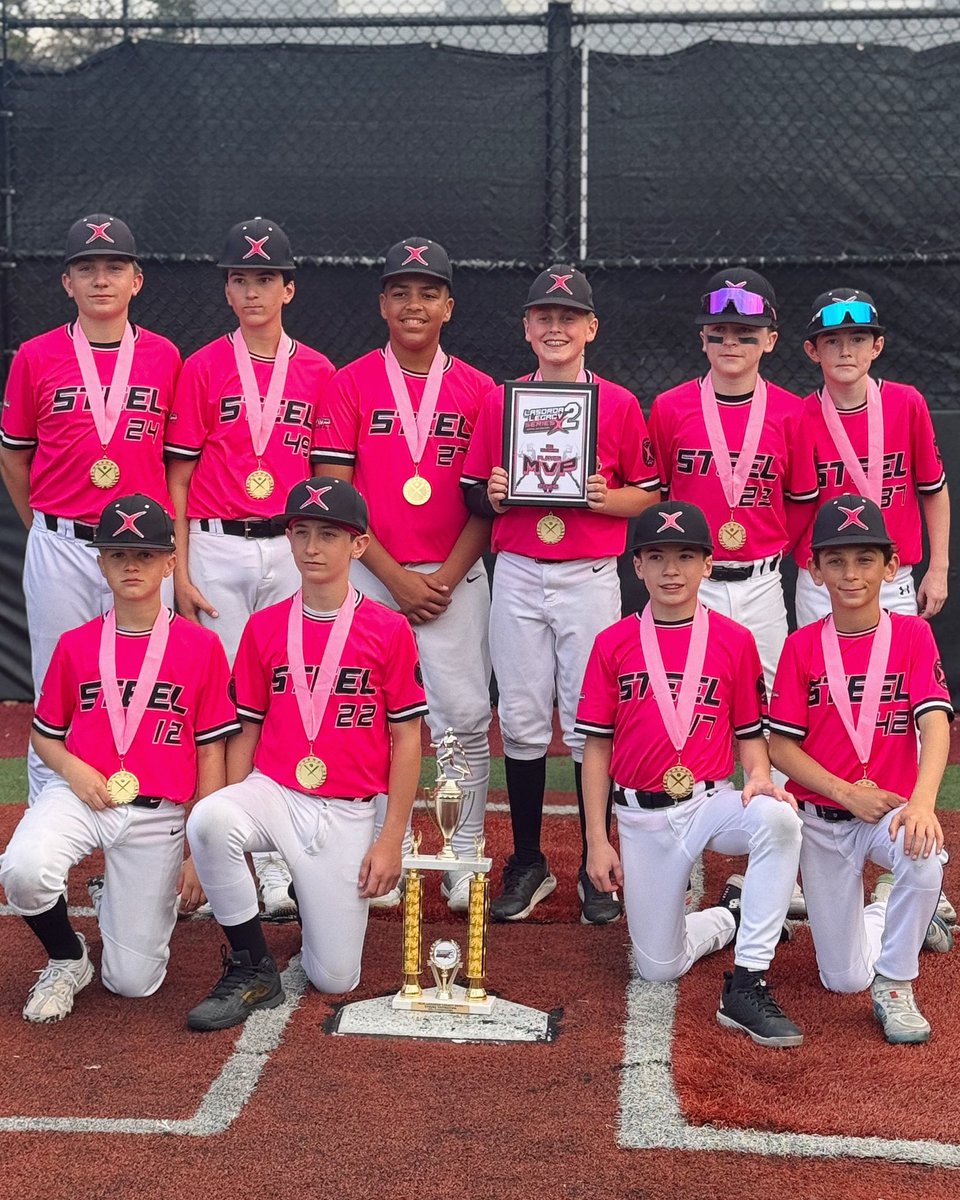 TeamSteelNTL's tweet photo. 𝘾𝙃𝘼𝙈𝙋𝙄𝙊𝙉𝙎! Congratulations to Team Steel MVP New York’s 12U boys for taking home the title at the Lasorda Legacy Spring Showdown! They went 5-0 on the weekend with some dominating performances on the diamond. 🏆⚾️ https://t.co/3D8IEvXBR6