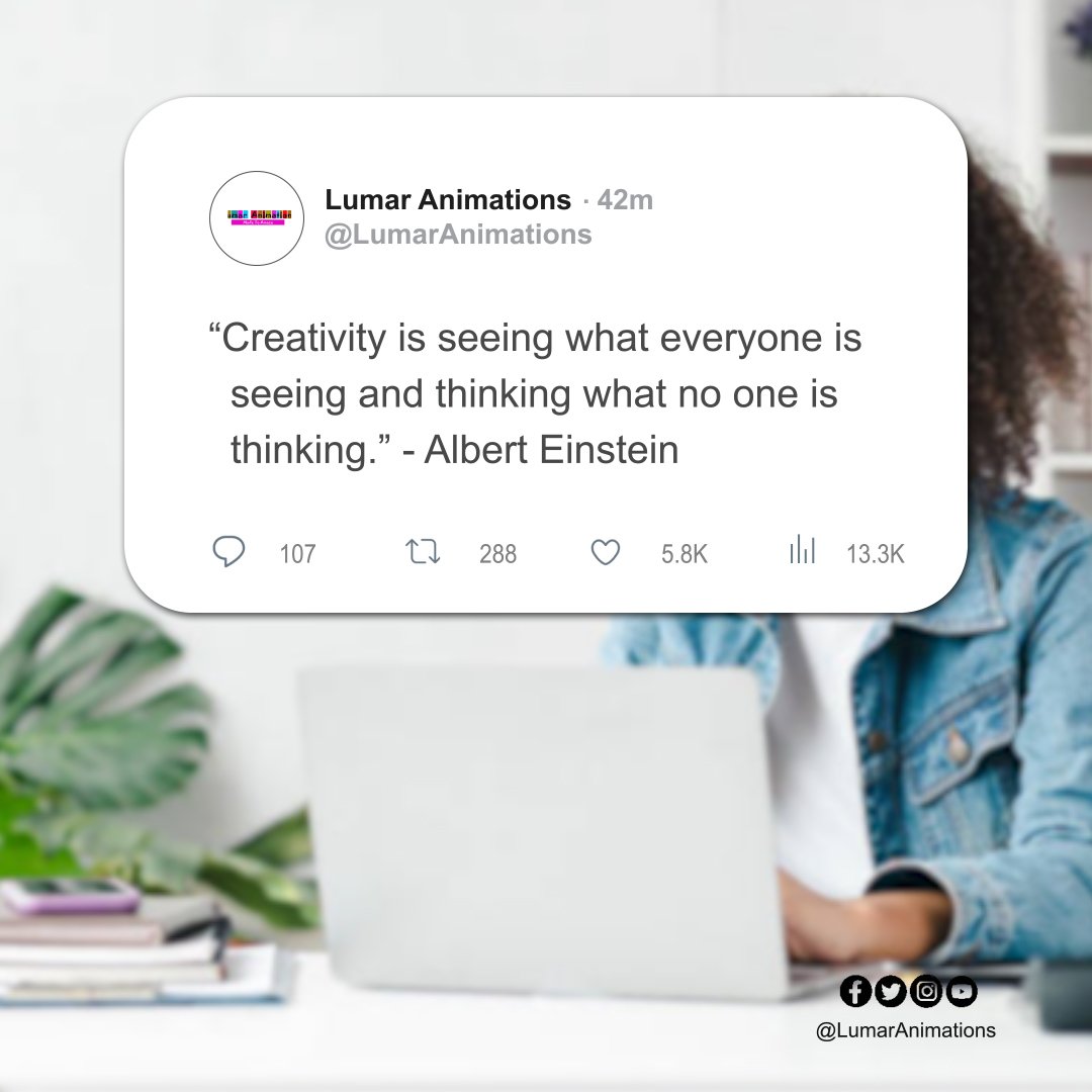 lumarlearning's tweet photo. "Creativity is seeing what everyone is seeing and thinking what no one is thinking." - Albert Einstein 

#Lumaranimations #Digitalcontentcreator #elearningcreater #digitalcommunication #UIUX https://t.co/2IqJs3z5u3