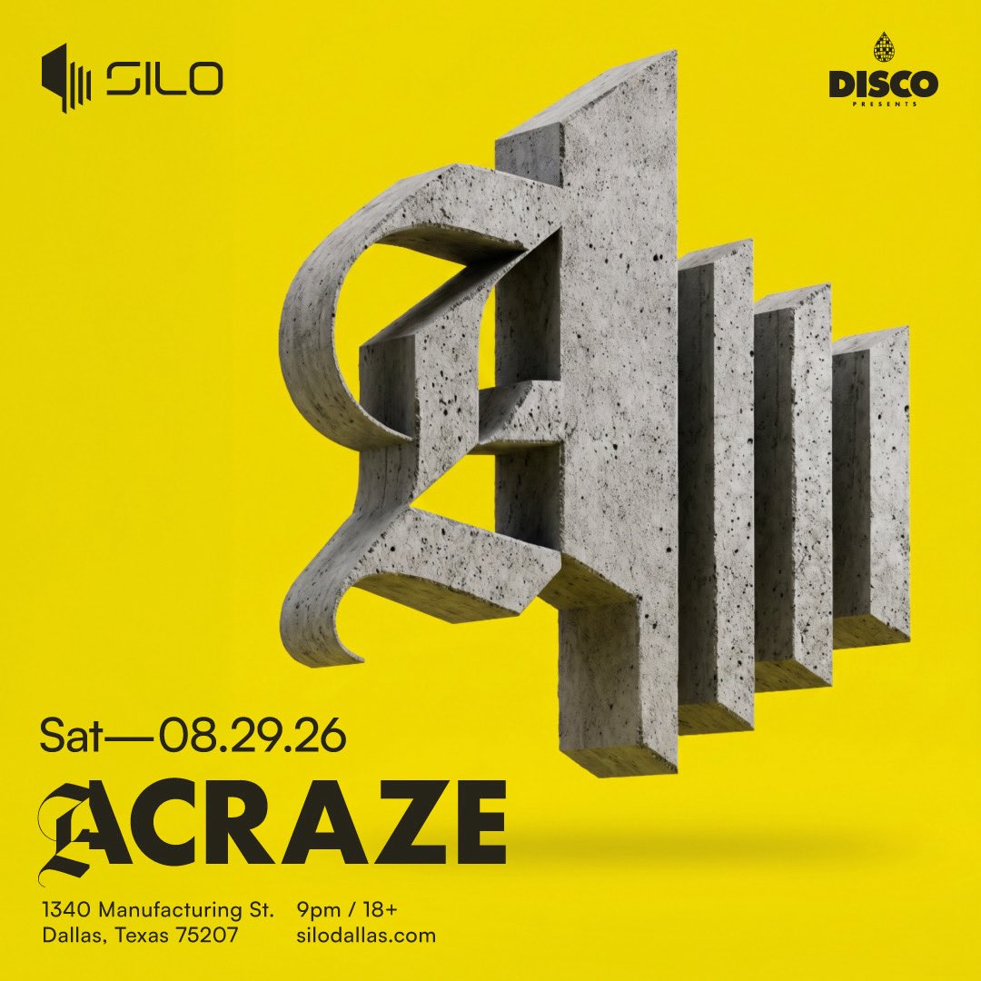 SiloDallas's tweet photo. .@Acraze___ makes his SILO Dallas debut on Sat, August 29th 🌟 Tickets are on sale now!

🎟→ https://t.co/xfliBzaEoM https://t.co/oO2kOwq3de