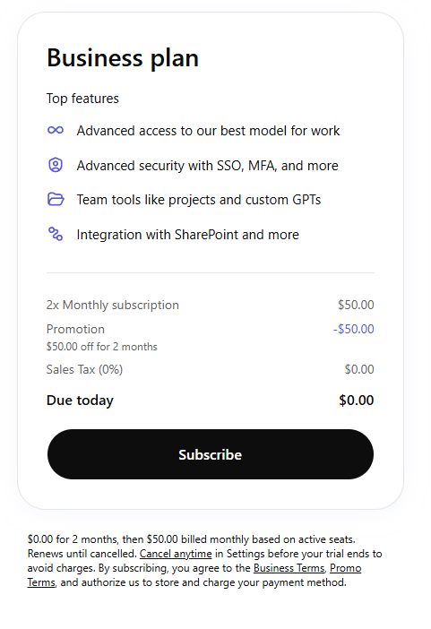Nothingshow_'s tweet photo. 🚨 FREE ChatGPT Business for 2 months ($100 value)

Use a US IP 
Select Business → complete checkout → $0 charged

Works on any account. Expires soon.

RT to save your friends 💸

#ChatGPT #OpenAI #AITools #FreeAI #LifeHack https://t.co/ULfnXsjRLm