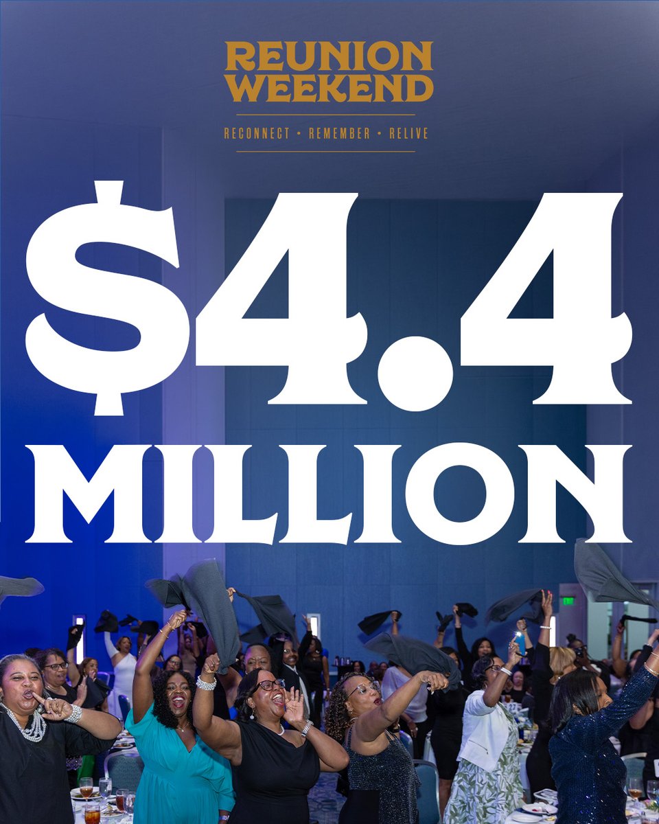 HamptonU_Alumni's tweet photo. This Reunion Weekend, Hamptonians didn’t just come home — they showed up for the future. 💙

Because of YOU, Reunion Weekend helped raise an incredible $4.4 million in support of Hampton University students, programs, scholarships, and the legacy we continue to build together. https://t.co/6HGbjSC9GD