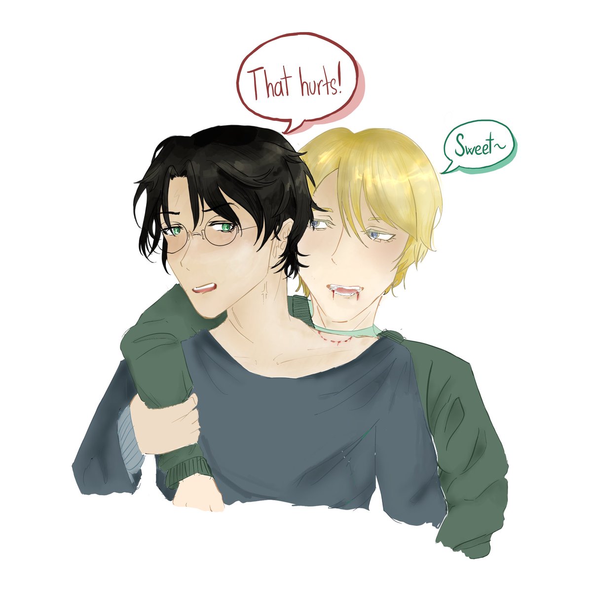 Darcystral's tweet photo. In another life Draco was a vampire " #dmhp #drarry #fanart #ship https://t.co/LfURfDvet6