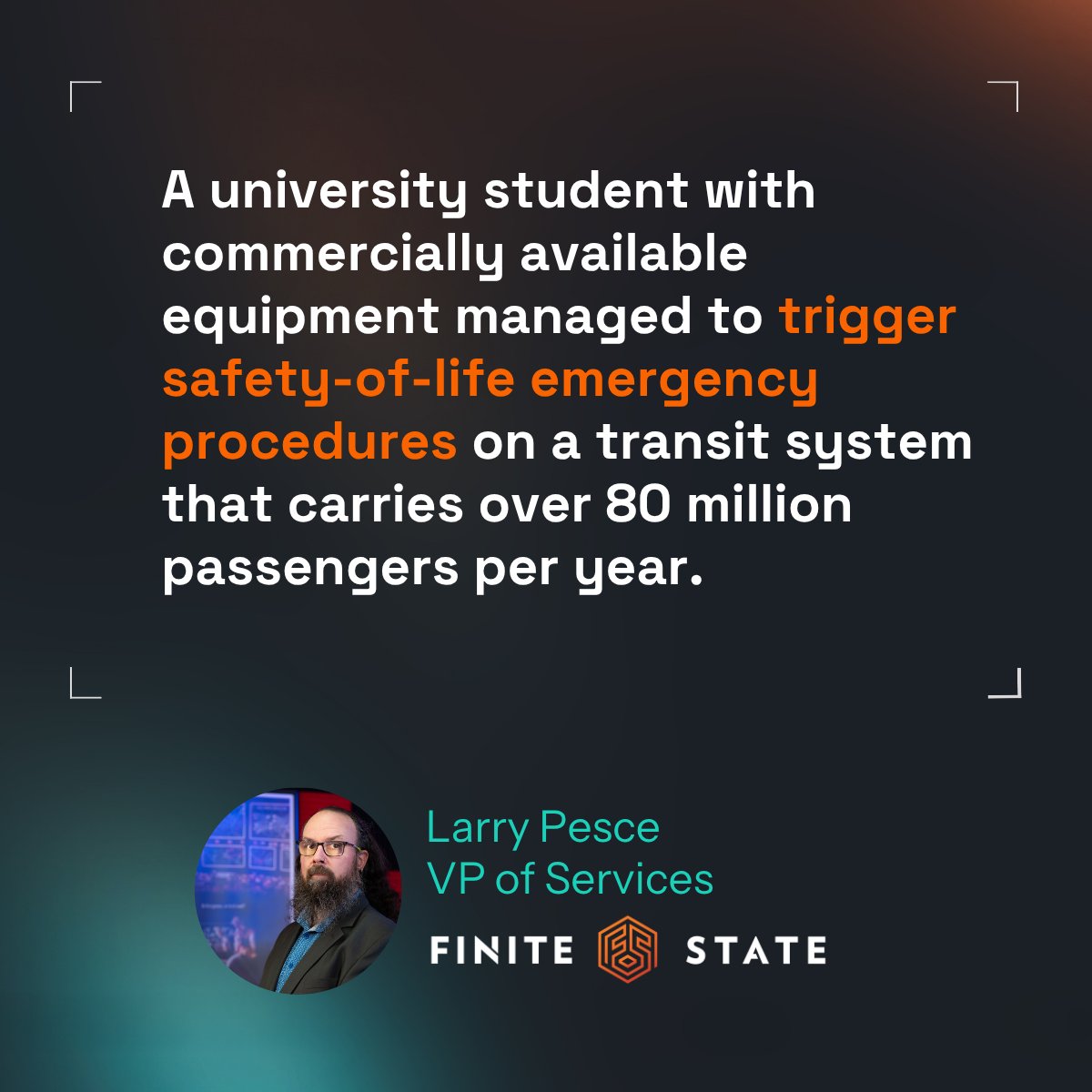FiniteStateInc's tweet photo. A university student with off-the-shelf SDR gear triggered emergency braking on Taiwan's high-speed rail. 

Finite State's Larry Pesce on what TETRA's design assumptions look like in 2026: https://t.co/3HTkLUHSCY #OTSecurity #RailSecurity https://t.co/L8AR5f2yYr