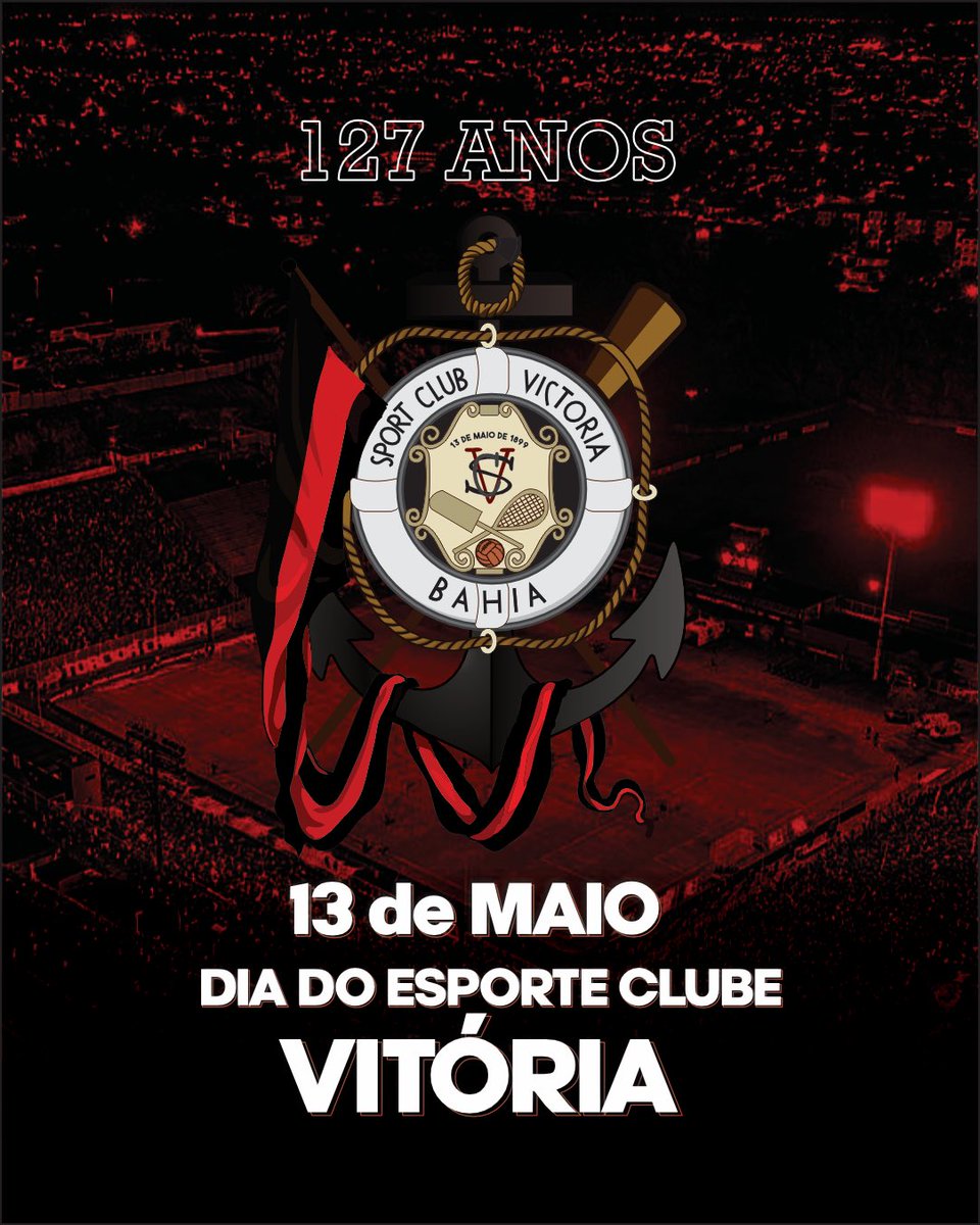 ecvpopular's tweet photo. VOCÊ SABIA?

A Câmara Municipal de Salvador oficializou o dia 13 de maio como o Dia do Esporte Clube Vitória, através da Lei nº 7.958/2011. 

Hoje o Vitória completa 127 anos de história, tradição, resistência e paixão do povo rubro-negro da Bahia. ❤️🖤

#ECVitória #Vitória127Ano https://t.co/RkwjtJnYdD