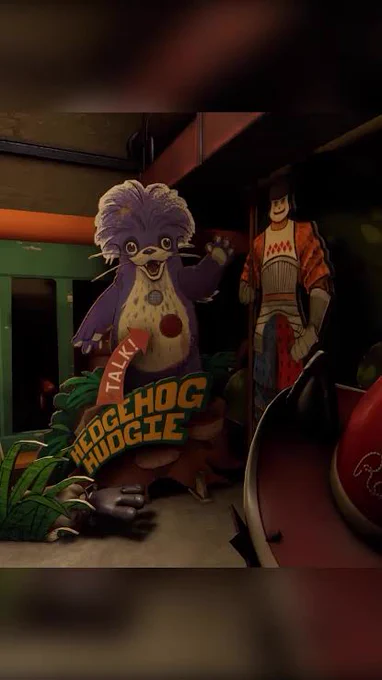 In Five Nights at Freddy's: Secret of the Mimic, there is a cardboard cutout and costumes of a character named "Hedgehog Hudgie", an obvious parody of Sonic the Hedgehog. There are also green and pink variants, possibly referencing Manic and Sonia of Sonic Underground.