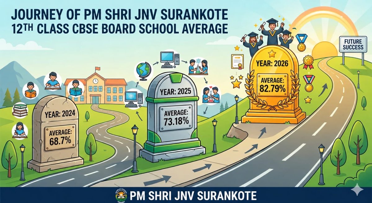 jnv_poonch's tweet photo. From 68.7% to 82.79% — a journey of hard work, dedication, and continuous growth 📚✨
Proud moment for PM SHRI JNV Surankote as every year reflects progress towards excellence and success. 🏆🎓 https://t.co/AFPmBeMYa0