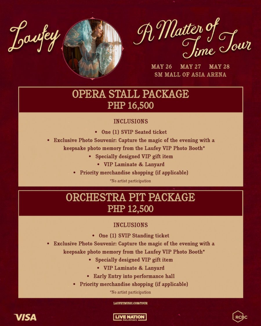 karchivedph's tweet photo. WTS HELP RT LFB PH 
LAUFEY A MATTER OF TIME TOUR IN MANILA

DAY 2 MAY 27 
Orchestra pit package 
₱10k each 

Physical tickets onhand discounted 
With benefits inclusion 
Meet up or grab delivery 

#laufeyinmanila
 tags vip opera stall vip a b box a b regular https://t.co/grVSkC2xw9