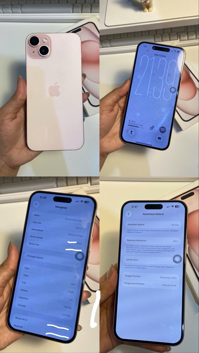 dinarfebra's tweet photo. Wts iphone 15 plus 128gb ex ibox

Full set 
BH 85%
Fungsi normal semua✅ 
Ada nota pembelian

💸 9,5 jt ( bisa nego )

Cod surabaya 📍 https://t.co/0smq44ZWzf