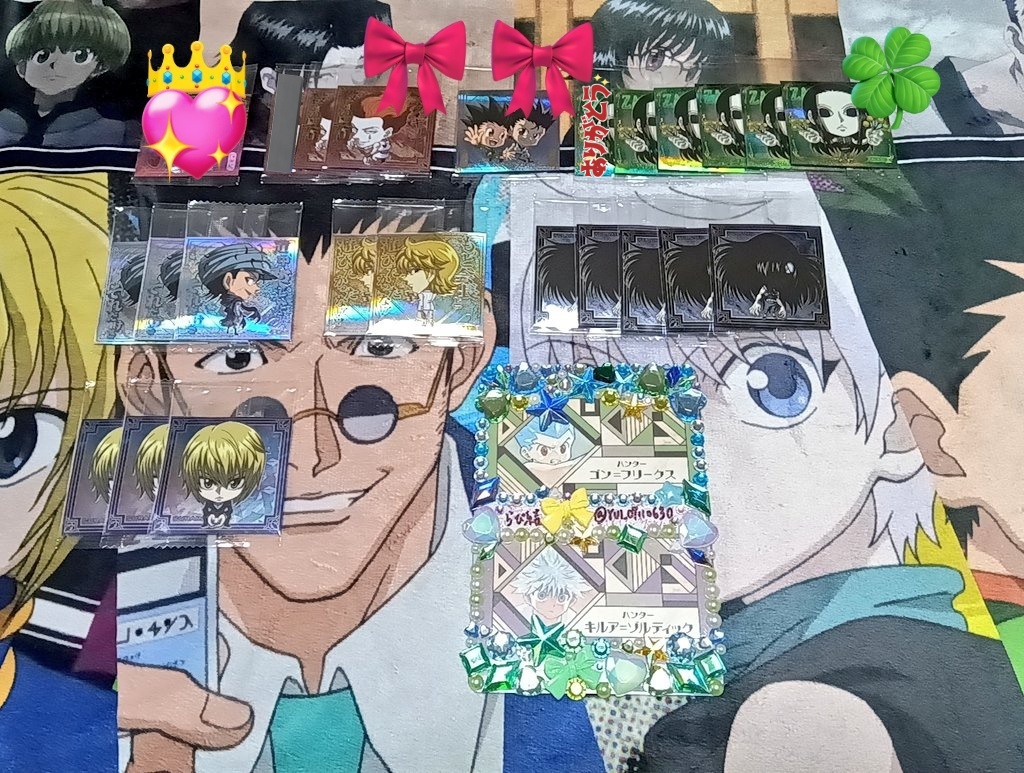 YUI_07110630's tweet photo. 【交換】HUNTER × HUNTER ハンターハンター ウエハース 9 にふぉるめーしょん

✾譲✾
画像1～4
画像2～は前弾

✾求✾
画像5⭕️🎀💕🍀、過去弾 キルア、ゴン(所持済のものはお断りする可能性あり)
又は異種 イタジャガ 画像7～8💕

郵送🌌⚠️初回の方は固ツイ必読⚠️
・URメルエムは画像6💖との交換→ https://t.co/VlCxIcDTv9